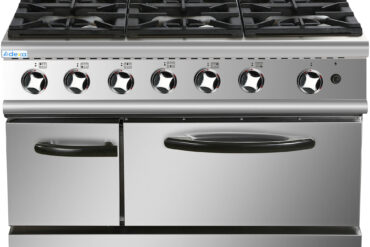 Professionaalne roostevabast terasest gaasipliit koos ahjuga, millel on 6 põletit | Adexa HGR776