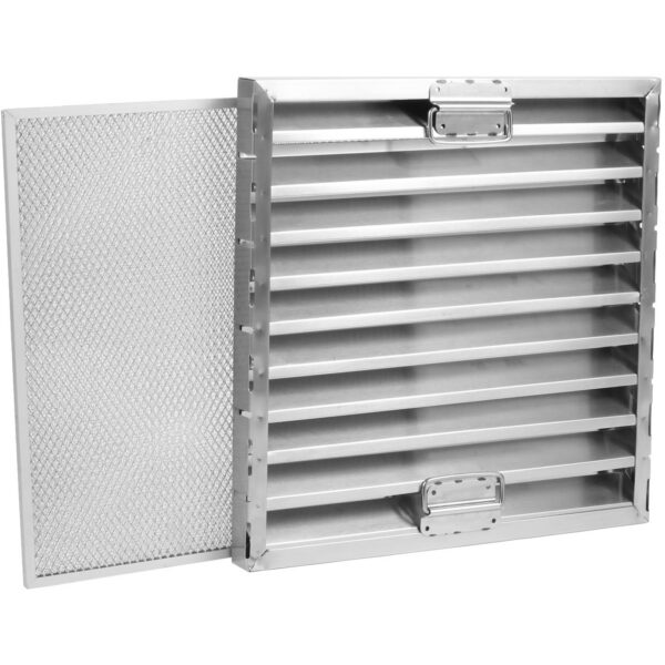 Eemalduskate Baffle filter & Premium võrgufilter käepideme ja juhikutega Roostevaba teras/Alumiinium 500x500x40mm | Adexa DCF50504SM