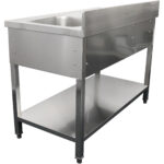 Kaubanduslik valamu 1 sahtliga Roostevaba teras 1 kauss Parempoolne Alumine riiul Pritsmekaitse 1400x600x900mm | Adexa DSA140601DR - Image 5