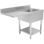 Kaubanduslik nõudepesuvalamu 1 kauss Parempoolne alumine riiul pritsmeplaat 1200x600x910mm | Adexa DSB1260R