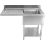 Kaubanduslik nõudepesuvalamu 1 kauss Parempoolne alumine riiul pritsmeplaat 1200x600x910mm | Adexa DSB1260R - Image 5