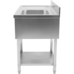 Kaubanduslik nõudepesuvalamu 1 kauss Parempoolne alumine riiul pritsmeplaat 1200x600x910mm | Adexa DSB1260R - Image 2