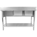 Topeltvalamu Roostevabast Terasest 1500X600X950Mm, 2 Kaussi Vasakul, Pritsmekaitsega | Adexa Dsd1560L - Image 2