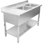 Topeltvalamu Roostevabast Terasest 1800X700X950Mm 2 Kaussi Paremal Pritsmekaitsega | Adexa Dsd1870R