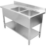 Topeltvalamu Roostevabast Terasest 1800X700X950Mm 2 Kaussi Paremal Pritsmekaitsega | Adexa Dsd1870R - Image 2