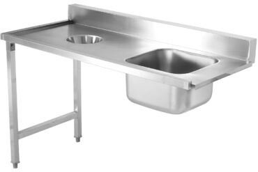 Laadimislaua vasak pool 1400x650x850 mm Kraanikausiga Jäätmeavaga Pritsmekaitsega Roostevaba teras | Adexa DWITC1465R