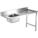 Laadimislaua vasak pool 1400x650x850 mm Kraanikausiga Jäätmeavaga Pritsmekaitsega Roostevaba teras | Adexa DWITC1465R