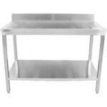 Premium Töölaud, Roostevaba Teras, Alumine Riiul, Pritsmekaitse 1000X700X900/1000Mm | Adexa Dwt10070