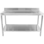 Premium Kaubanduslik Töölaud Roostevaba Teras Alumine Riiul Tagaserv 1500x700x900mm | Adexa DWT15070