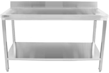 Premium Kaubanduslik Töölaud Roostevaba Teras Alumine Riiul Tagaserv 1500x700x900mm | Adexa DWT15070