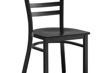 Must Terasest Tool Musta Puidust Istme ja Musta Seljatoega | Adexa GS694BWSBB