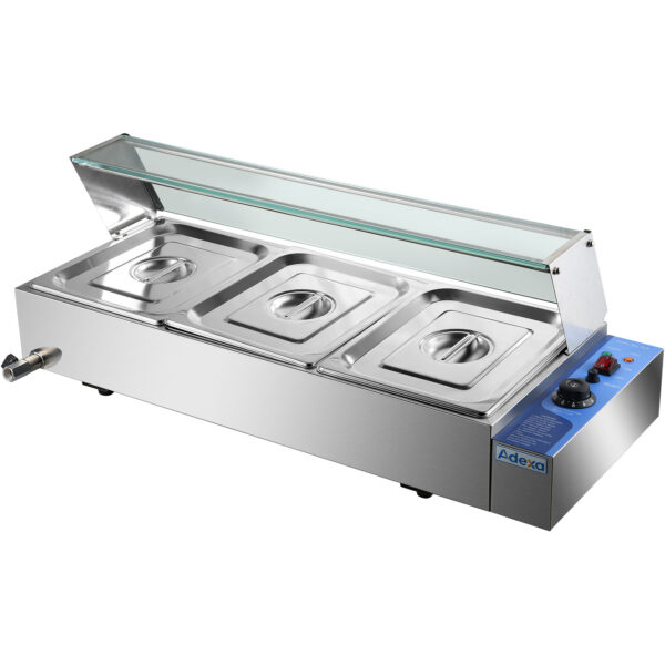 Kommertslik Bain Marie klaasist piirdega 3xGN1/2 | Adexa HBM23