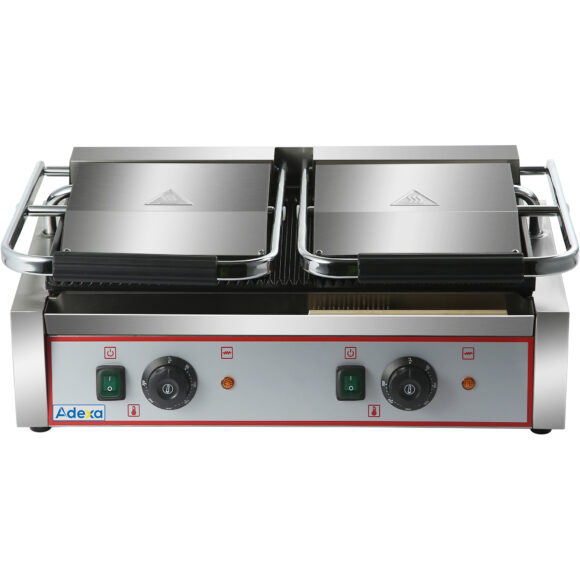 Raskekaaluline kaksik Panini kontaktgrill, ribitud 3,6 kW, kahe tsooniga | Adexa HEG813 - Image 3