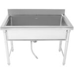 Käte- Ja Potipesu Valamu Roostevaba Teras 1 Kauss Pritsmekaitse 1800X500X900Mm Ümarad Jalad | Adexa Psr18050 - Image 5