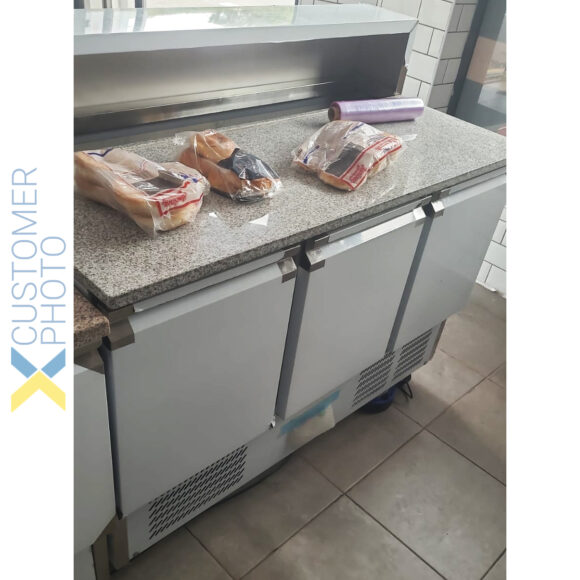 Pitsa Ettevalmistuslaud 3 ust Roostevaba teras, pealmine osa graniit 8xGN1/6 Sügavus 700mm | Adexa PZ33 - Image 4