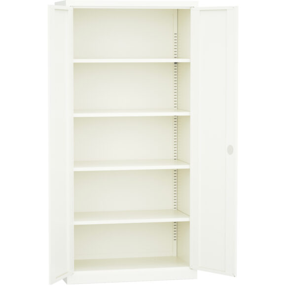 Metallist professionaalne hoiukapp 2 pöördust 900x400x1800mm Lukk 4 reguleeritavat riiulit Valge | Adexa SEFC1W - Image 4