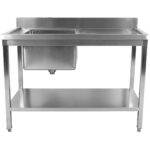 Valamu Roostevaba Teras 1400X700X900Mm 1 Kauss Vasakul Tagasein Alumine Riiul | Adexa Std1470L - Image 2