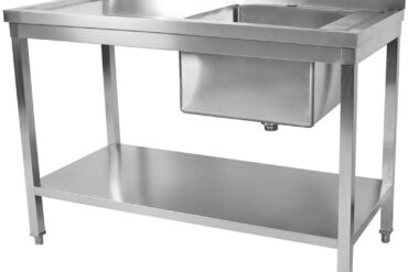 Valamu roostevabast terasest 1800x600x900mm 1 kauss paremal Pritsmekaitse Alumine riiul | Adexa STD1860R