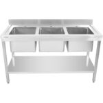 Valamu Roostevaba Teras 1500X600X900Mm 3 Kaussi Pritsmekaitse | Adexa Std345A - Image 2