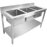 Valamu Roostevaba Teras 1500X600X900Mm 3 Kaussi Pritsmekaitse | Adexa Std345A