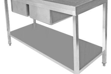 Valamu Roostevaba Teras 1800X700X900Mm 2 Kaussi Vasakul Koos Nõudekuivatusalusega Tagasein Alumine Riiul | Adexa Stt1870L