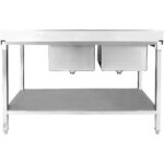 Köögivalamu Roostevaba teras 2000x600x850mm 2 kaussi paremal koos nõudekuivatusalusega Tagasein Alumine riiul | Adexa STT2060R - Image 5