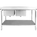 Valamu Roostevaba Teras 1800X700X900Mm 2 Kaussi Paremal Koos Pritsmekaitse, Alumise Riiuliga | Adexa Stt1870R - Image 4