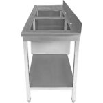 Valamu Roostevaba Teras 1800X700X900Mm 2 Kaussi Paremal Koos Pritsmekaitse, Alumise Riiuliga | Adexa Stt1870R - Image 5