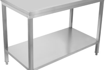 Professionaalne töölauake roostevabast terasest alumise riiuliga, tõstetud servaga 800x600x900mm | Adexa SWT6080B