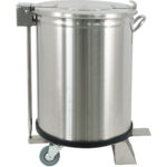 Professionaalne prügikast roostevabast terasest rataste ja pedaaliga 50 liitrit | Adexa TGB3660 - Image 2