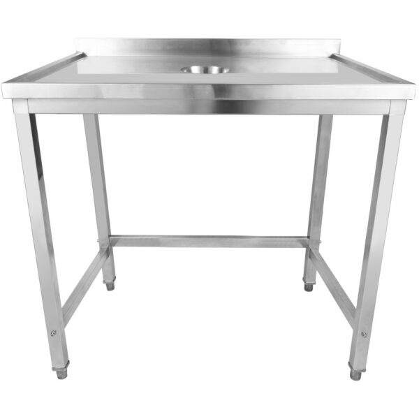 Professionaalne töölaud prügiauguga ja üleskeeratud servadega, splashback roostevabast terasest 1200x600x900mm | Adexa WHDW12060B