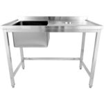 Valamu jäätmeavadega roostevaba teras 1200x600x900mm 1 kauss vasakul pritsmekaitse | Adexa WHSTD1270L