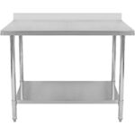 Kaubanduslik töölaua Roostevaba teras Alumine riiul Tagasikäänatud servad 1800x600x900/1000mm | Adexa WT60180 - Image 3