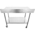 Ärikasutuses olev mobiilne töölaud reguleeritavate jalgadega Roostevaba teras Alumine riiul Tagumine ülespööre 400x600x900mm | Adexa WT6040C - Image 4