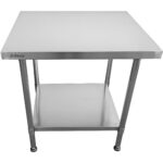 Kaubanduslik mobiilne töölaua reguleeritavate jalgadega roostevabast terasest alumine riiul 1600x600x900mm | Adexa WT60160CWO - Image 4