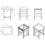 Mahalaadimislaud Vasak pool 600x650x850mm Nõudepesumasina korviriiuliga Pritsmekaitsega Roostevaba teras | Adexa WTF6065L - Image 2