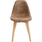 Söögitool puidust jalad ja polsterdatud PU-nahkistme Light Brown | Adexa WW6027 - Image 2