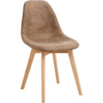 Söögitool puidust jalad ja polsterdatud PU-nahkistme Light Brown | Adexa WW6027