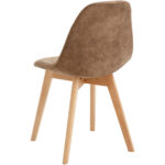 Söögitool puidust jalad ja polsterdatud PU-nahkistme Light Brown | Adexa WW6027 - Image 3