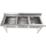 Valamu roostevaba teras 1570x600x900mm, 3-kausiga pritsmekaitse | Adexa YDRST345A - Image 3