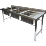 Valamu roostevaba teras 1570x600x900mm, 3-kausiga pritsmekaitse | Adexa YDRST345A