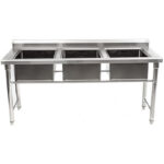 Valamu roostevaba teras 1570x600x900mm, 3-kausiga pritsmekaitse | Adexa YDRST345A - Image 6