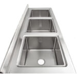 Valamu roostevaba teras 1570x600x900mm, 3-kausiga pritsmekaitse | Adexa YDRST345A - Image 5