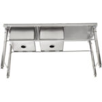 valamu roostevabast terasest 1570x600x900mm 2 kaussi vasakul pritsmekaitse | Adexa YDRST60160X2L - Image 2