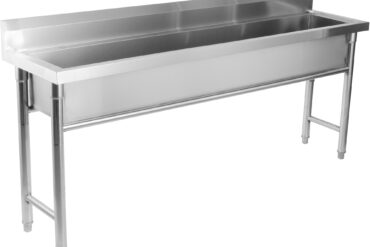 Kaubanduslik Pottide Pesu Valamu Roostevabast terasest 1 kauss Pritsmekaitse 1800x450x800mm Ümarad jalad | Adexa YDPS18038