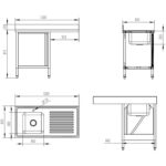 Kaubanduslik valamu kuivatuslauaga & kapp uksega 1200x600x910mm Üks kauss vasakul 400x400x250mm | Adexa DSB12602DL - Image 2