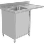 Kaubanduslik valamu kuivatuslauaga & kapp uksega 1200x600x910mm Üks kauss vasakul 400x400x250mm | Adexa DSB12602DL