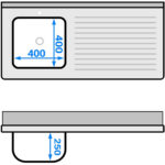 Kaubanduslik valamu kuivatuslauaga & kapp uksega 1200x600x910mm Üks kauss vasakul 400x400x250mm | Adexa DSB12602DL - Image 3