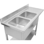 Kahe valamuga vasakul koos nõudekuivatuslaua ja pritsmekaitsega 1800x600x910mm | Adexa DSB1860L - Image 6