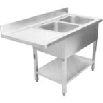 Kahe valamuga paremal nõudekuivatuse alusega ja Pritsmekaitsega 1800x600x910mm | Adexa DSB1860R - Image 4